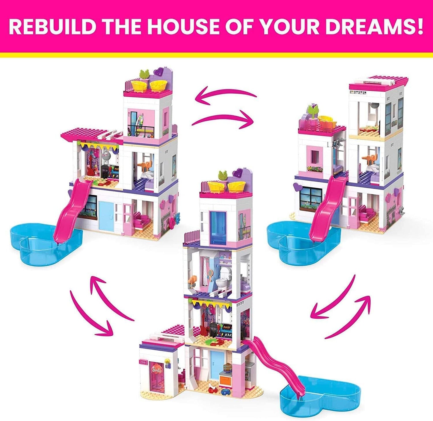MEGA Barbie Color Reveal DreamHouse Building Toys Set with 545 Pieces