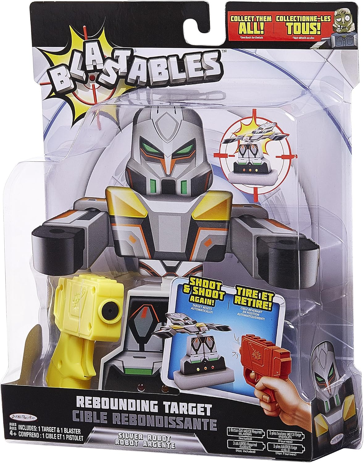 Blastables Rebounding Target Game Cible Rebondissante Silver Robot