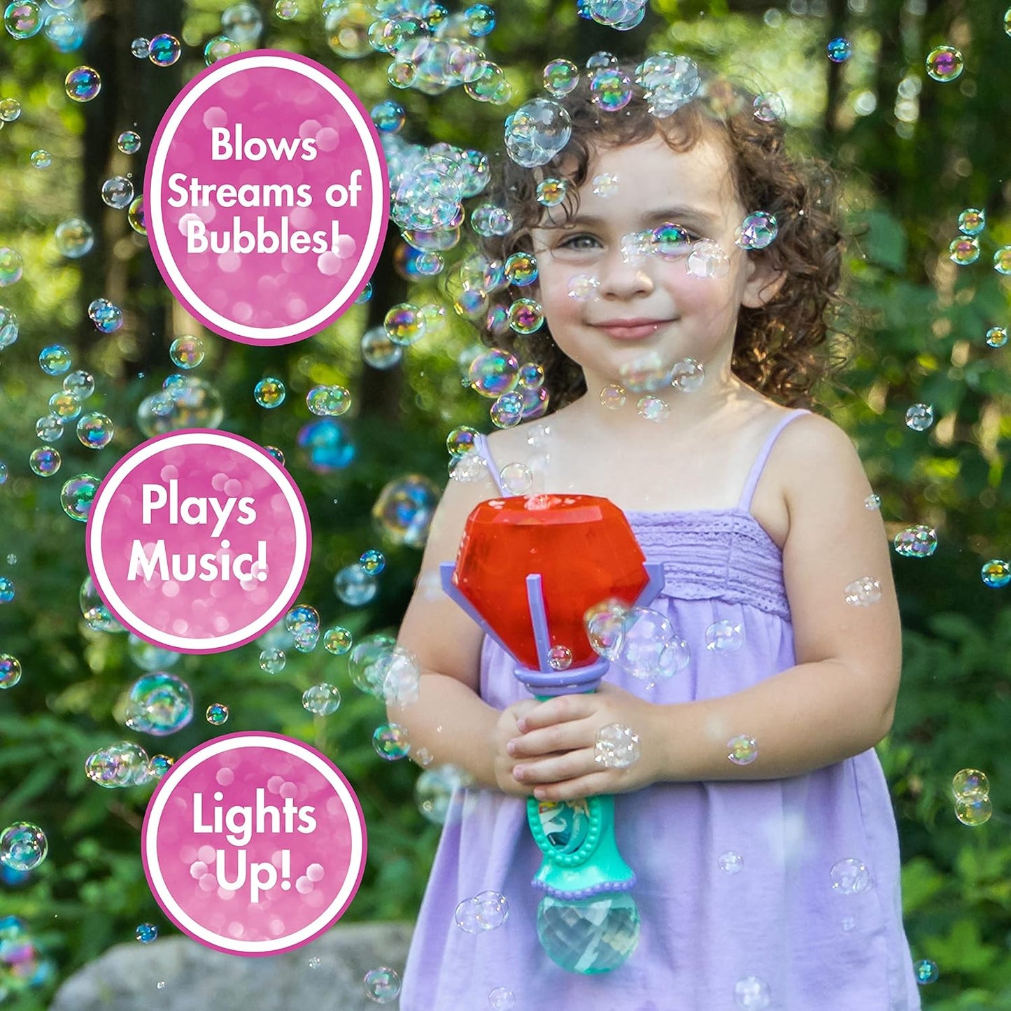 Disney Princess Little Mermaid Lights & Sound Bubble Wand, Bubble Solution Included