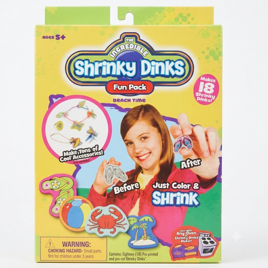 The Incredible Shrinky Dinks - Beach Time Fun Pack (18-Piece) - Creative Color & Shrink Activity for Kids