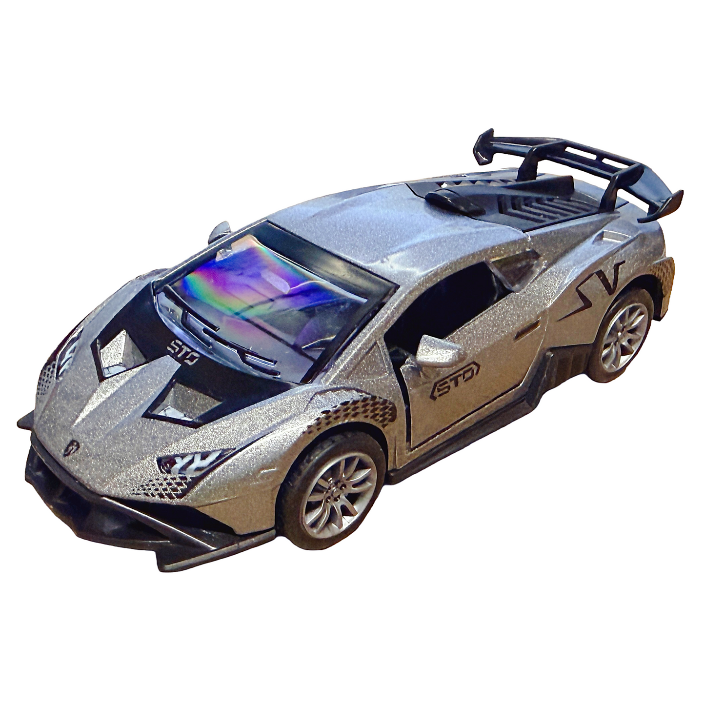 5" Die-Cast Alloy Pull-Back Racing Vehicle Sports Car Toy Model Set - Grey