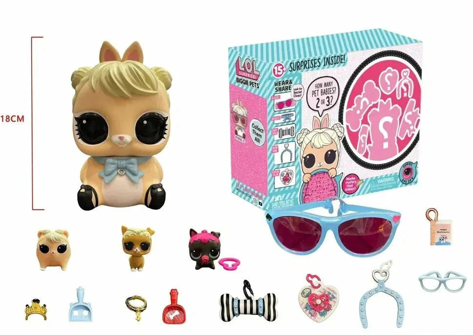 2 x L.O.L. Surprise Biggie Pets Coin Bank w 15+ Surprises Spicy Kitty & Hop Bunny
