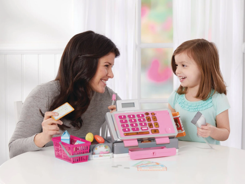 Just Like Home Toy Cash Register Kids Pretend Play
