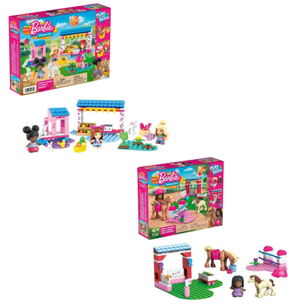 MEGA Barbie Building Sets Horse Jumping 73pcs /Farmer's Market 90pcs