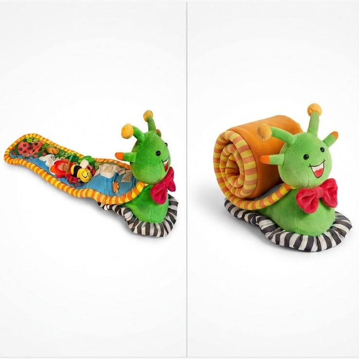 Interactive Roll-Up Snail & Caterpillar Baby Sensory Toy with Crinkle, Rattle & Mirror