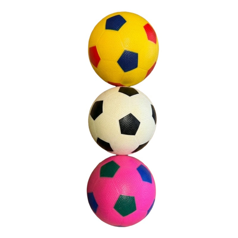 Classic Inflatable Dimpled Toy Soccer Balls – Set of 3 (Yellow, White, Pink)