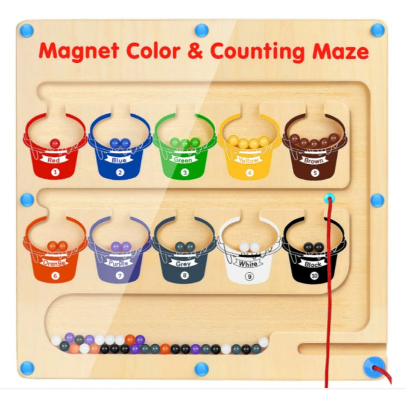 Magnetic Colour & Counting Maze – Wooden Toy for Kids