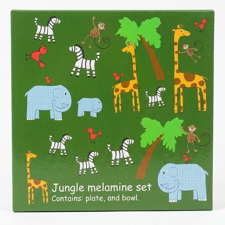 Jungle Safari 3-Piece Kids Dinnerware Set – Melamine Plate, Bowl & Tumbler Cup Set for Toddlers and Children