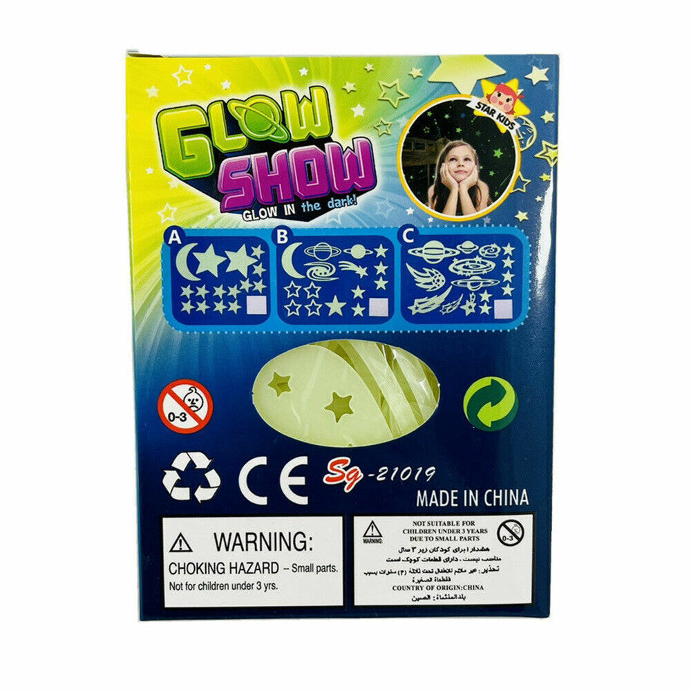 Set of 3 Glow Show Glow in the Dark Stickers