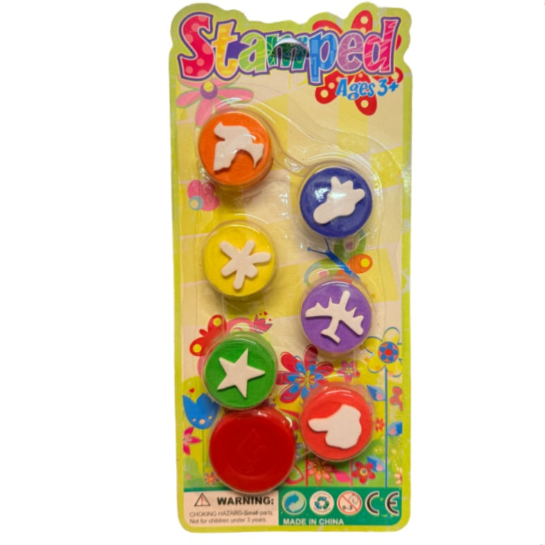 Kids Mini Ink Stamper Set (7-Piece) With Ink Pad Included