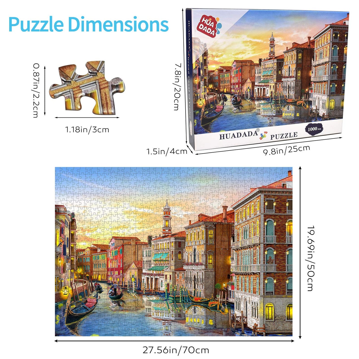 Jigsaw Puzzle Set – 1000 Pieces Each – 3 Assorted Designs Included – Fun Puzzle Game for Adults and Teens
