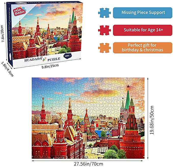 Jigsaw Puzzle Set – 1000 Pieces Each – 3 Assorted Designs Included – Fun Puzzle Game for Adults and Teens