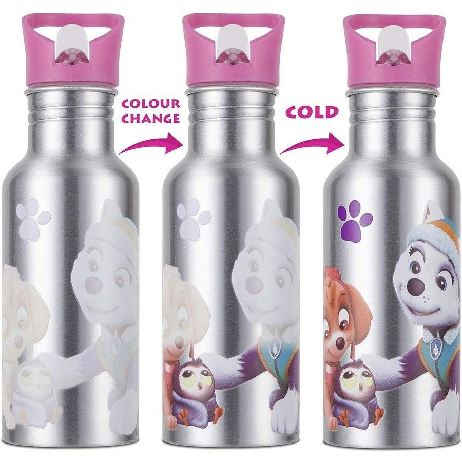 Nickelodeon Paw Patrol Colour Changing Aluminium Kids Water Bottle - Pink