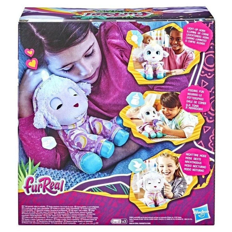 Hasbro FurReal Sweet Jammiecorn Lamb Light-Up Toy with 35+ Sounds Pet Play Soft Gift