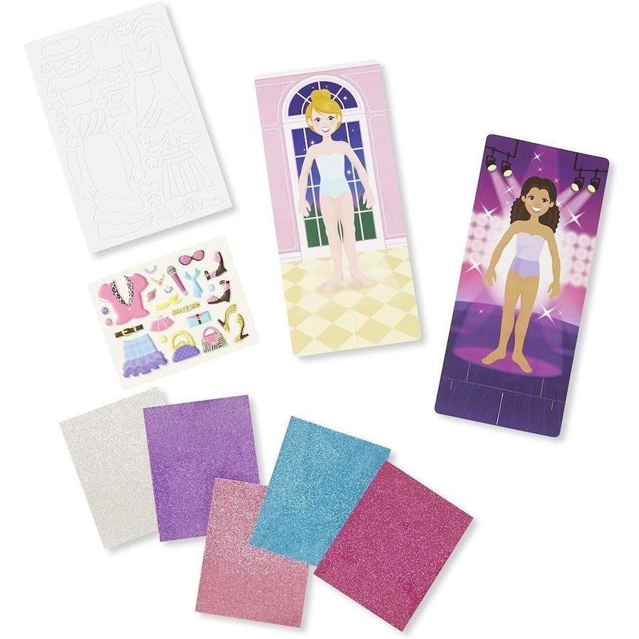 Melissa & Doug Mess-Free Glitter Fancy Party Fashions 5 Glitter Sheets
