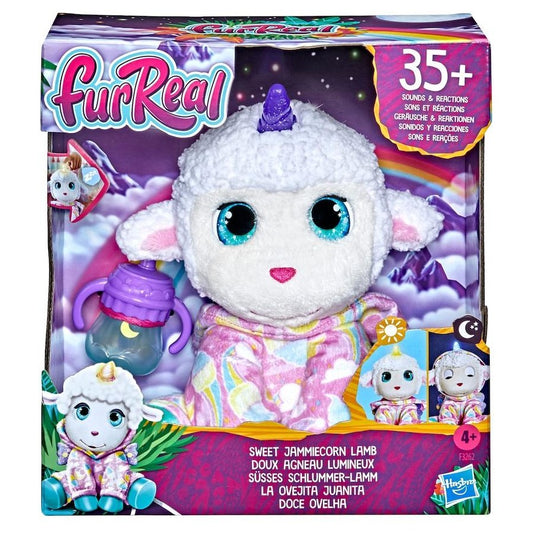 Hasbro FurReal Sweet Jammiecorn Lamb Light-Up Toy with 35+ Sounds Pet Play Soft Gift