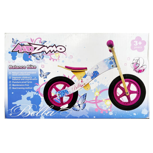 Kidzamo Butterfly Sky Blue Wooden Balance Bike Scooter 12" for Kids