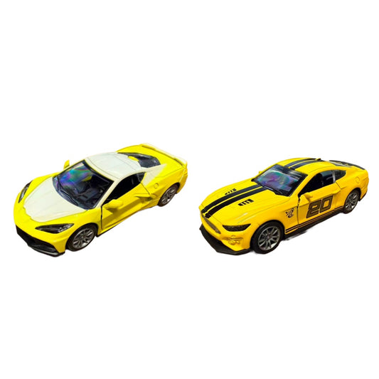 5" Die-Cast Alloy Pull-Back Racing Vehicle Sports Car Toy Model Set - Yellow