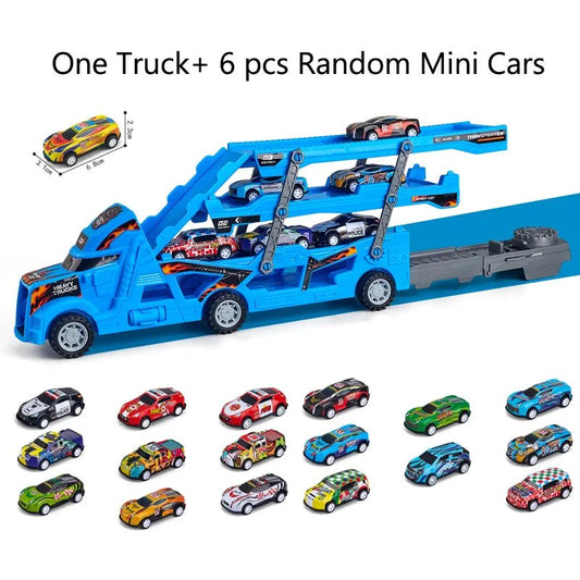 Track Truck Transporter Folding Ejection Vehicle Playset for Kids