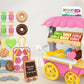 Dessert Cart Food Play Set with Donuts, Candies, Play Money & Shopping Basket Kids Pretend Toy