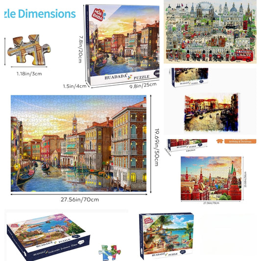 Jigsaw Puzzle Set – 1000 Pieces Each – 3 Assorted Designs Included – Fun Puzzle Game for Adults and Teens