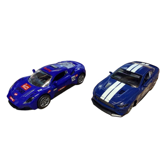 5" Die-Cast Alloy Pull-Back Racing Vehicle Sports Car Toy Model Set - Blue