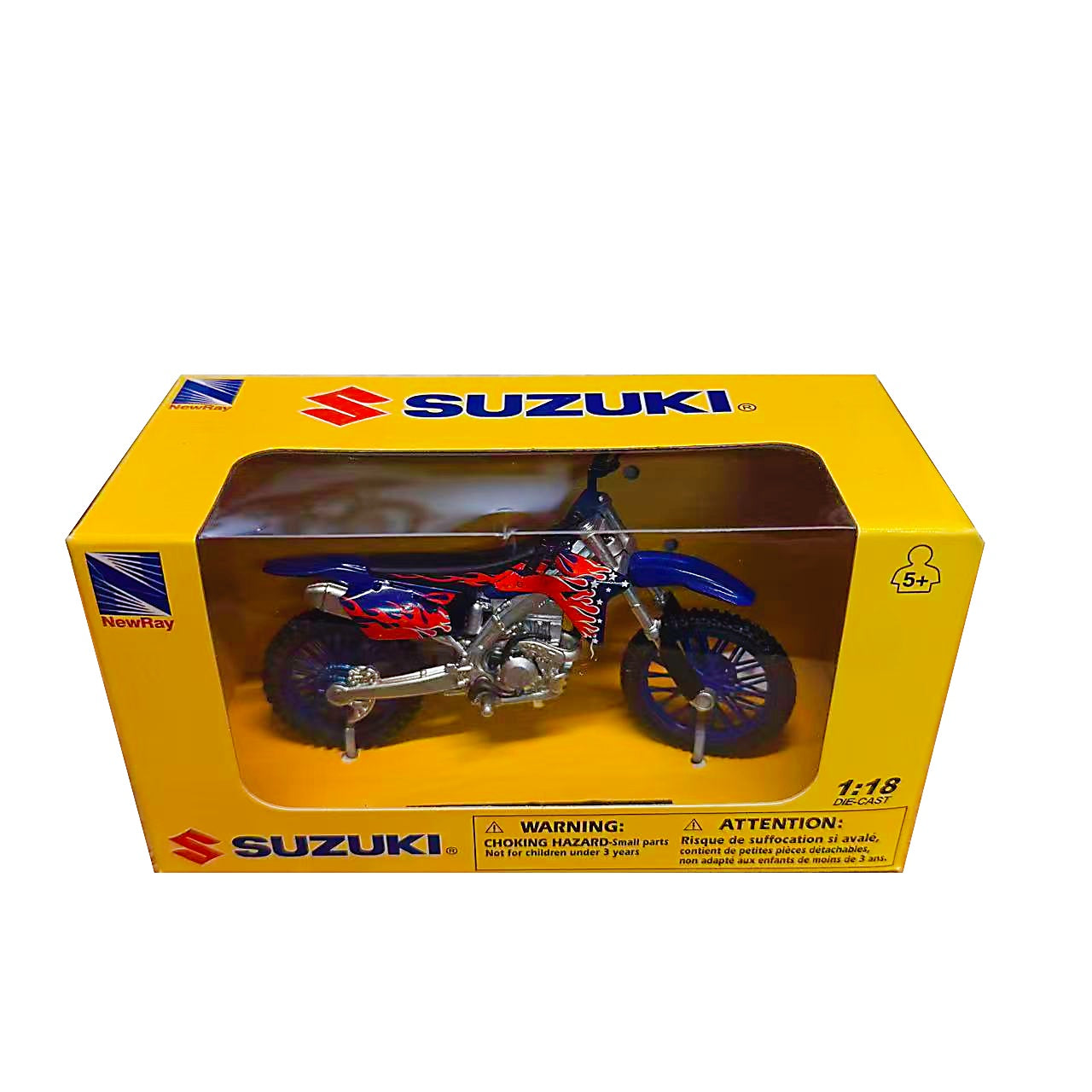 5" New Ray 1/18 Scale Suzuki RM Z450 Die-Cast Motorbike Model