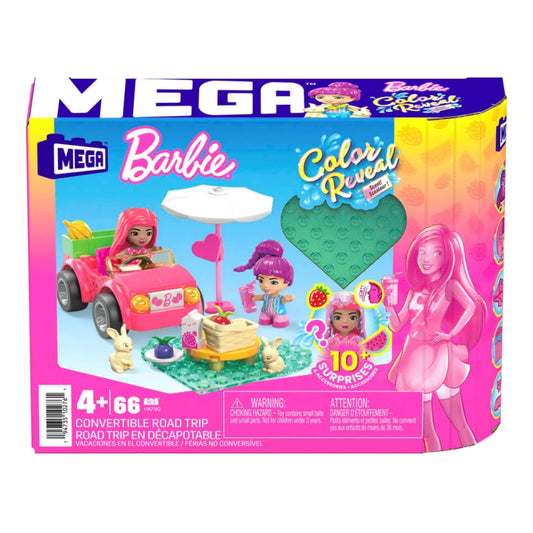 MEGA Barbie Color Reveal Convertible Road Trip Building Toy (66 Pieces)