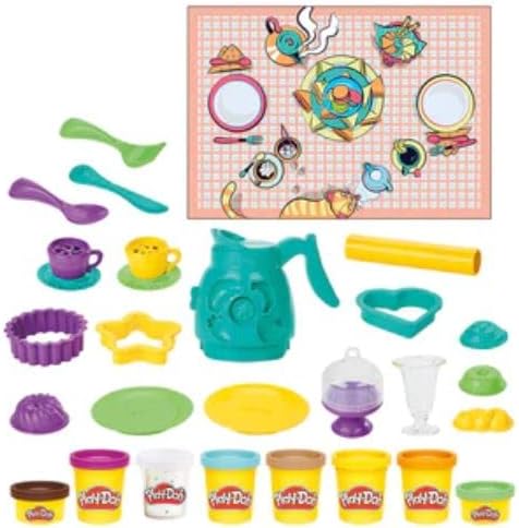 Hasbro Play-Doh Kitchen Creations Coffee 'n Tea Party Playset 15+ Pieces