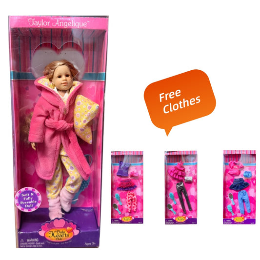 Only Hearts Club - Taylor Angelique - Soft & Fully Poseable Doll with Free Girls Fashion Clothes 3 Pack