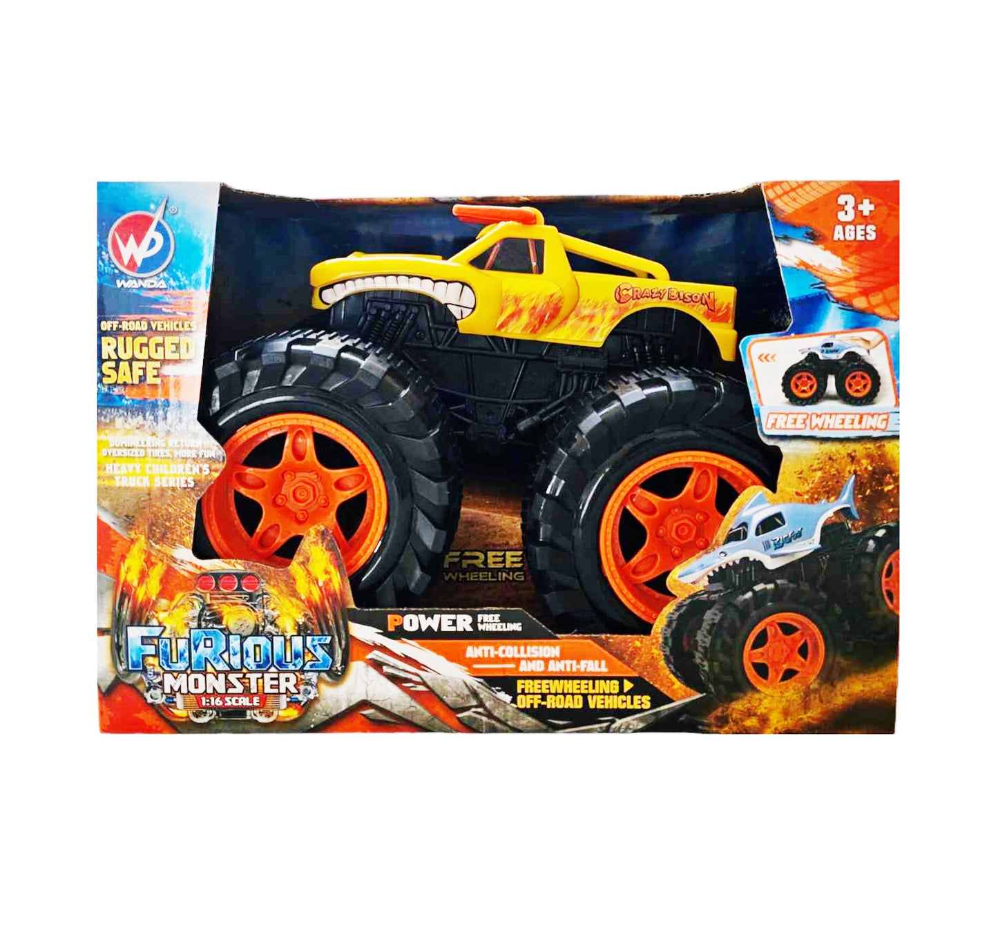 Friction Powered Monster Truck for Children 1:16 Scale 3+