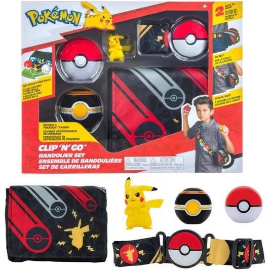 Pokémon Clip N Go Bandolier Set (Poke, Luxury Ball and Pikachu, Belt, Bag)