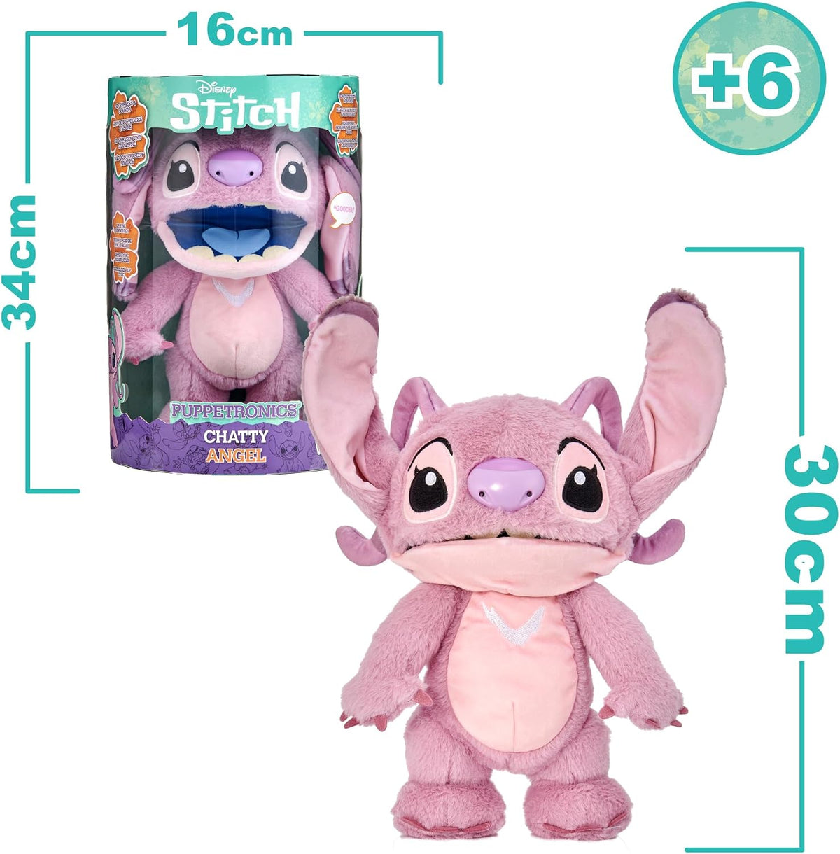 Disney Lilo and Stitch Chatty Angel Stitch Interactive Talking Puppet Plush