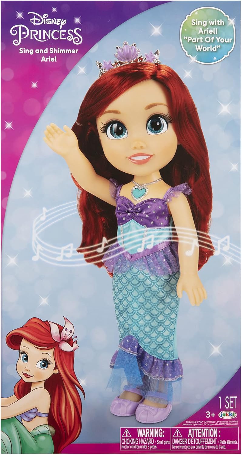 Disney Princess Ariel Sing & Shimmer Toddler Doll, Sings Part of Your World