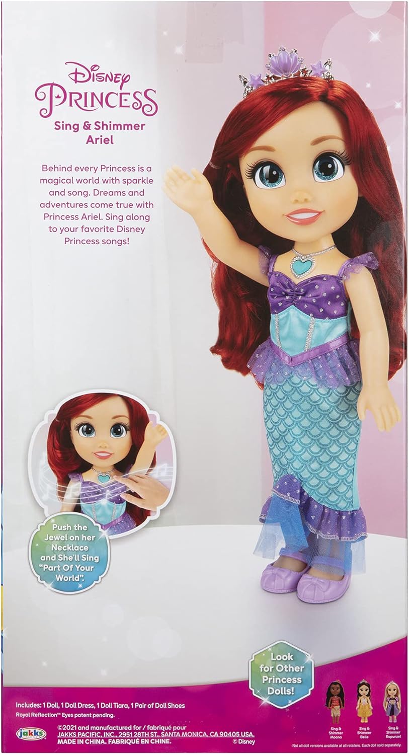 Disney Princess Ariel Sing & Shimmer Toddler Doll, Sings Part of Your World