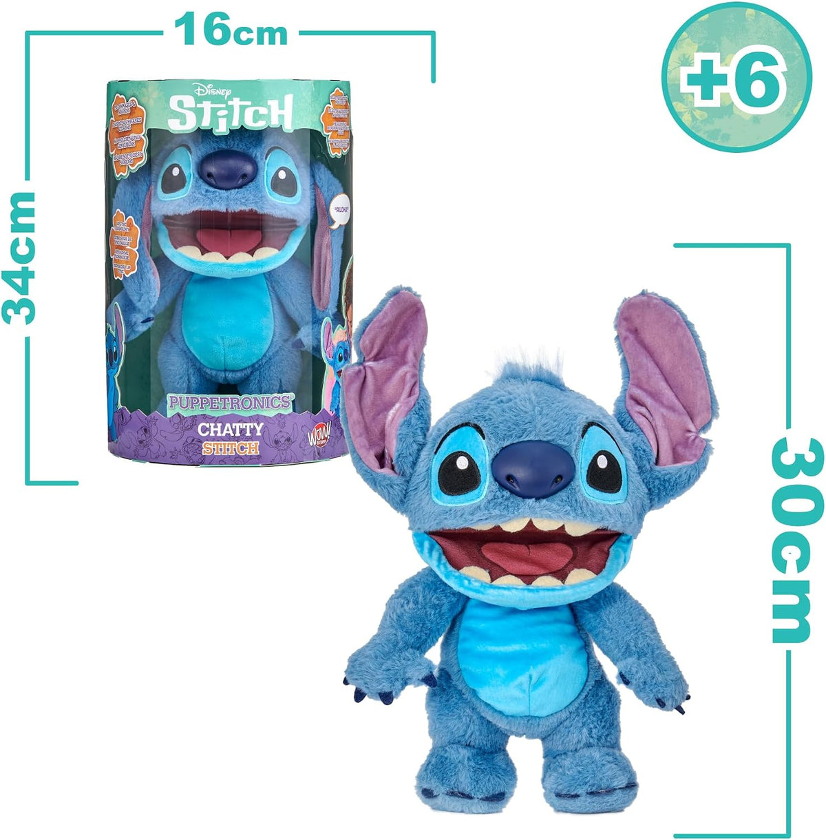 Disney Lilo and Stitch Chatty Stitch Interactive Talking Puppet Plush