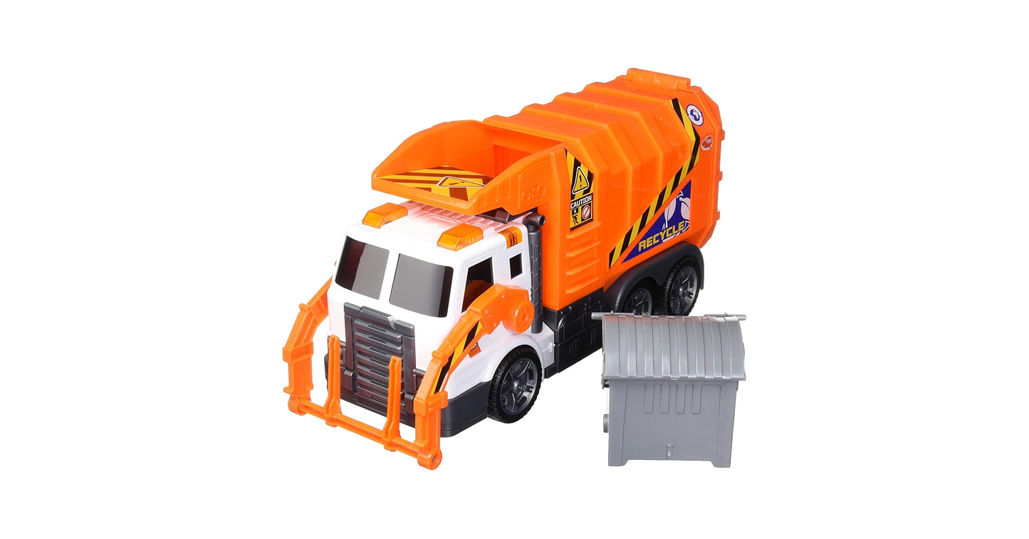 Dickie Toys Action Series 46cm Garbage Truck Toy Vehicle - Orange Battery Operate