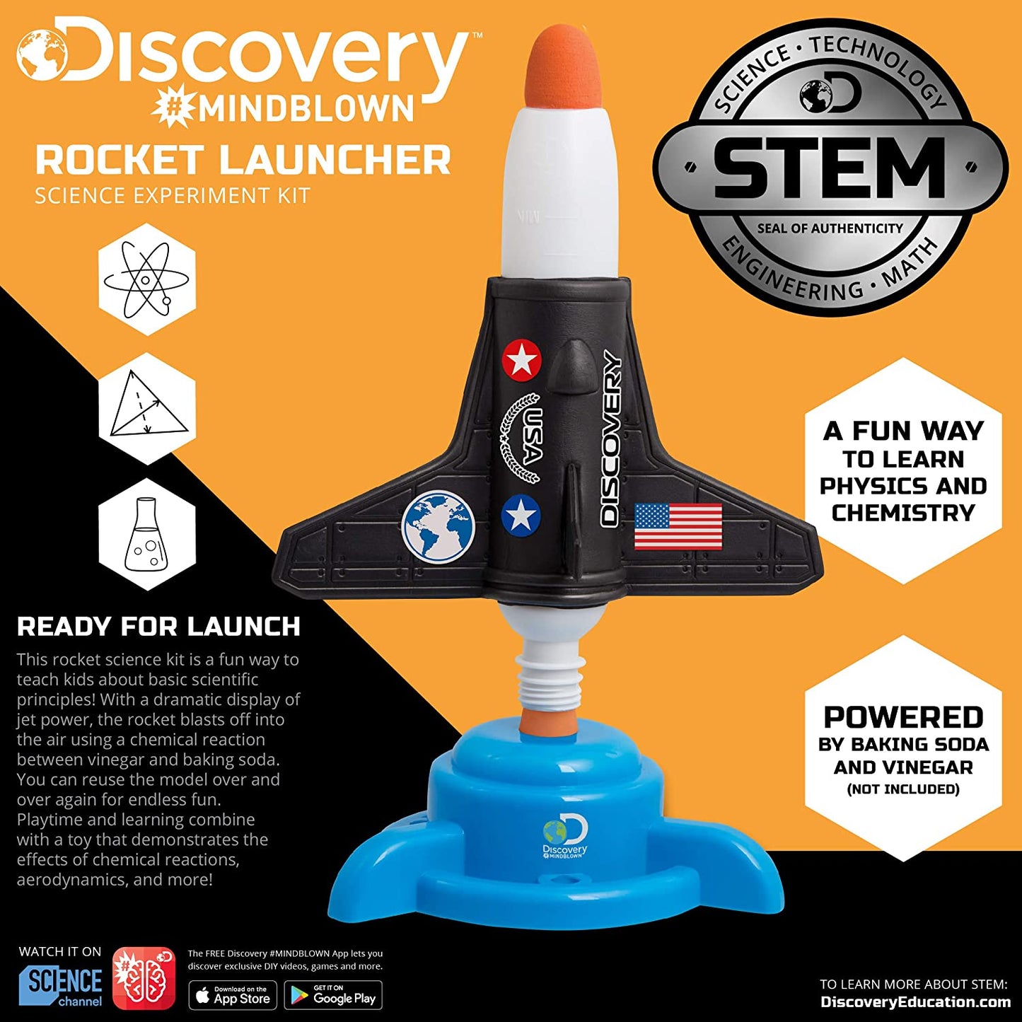 Discovery Mindblown Rocket Launcher STEM Educational Science Experiment Kit for Kids