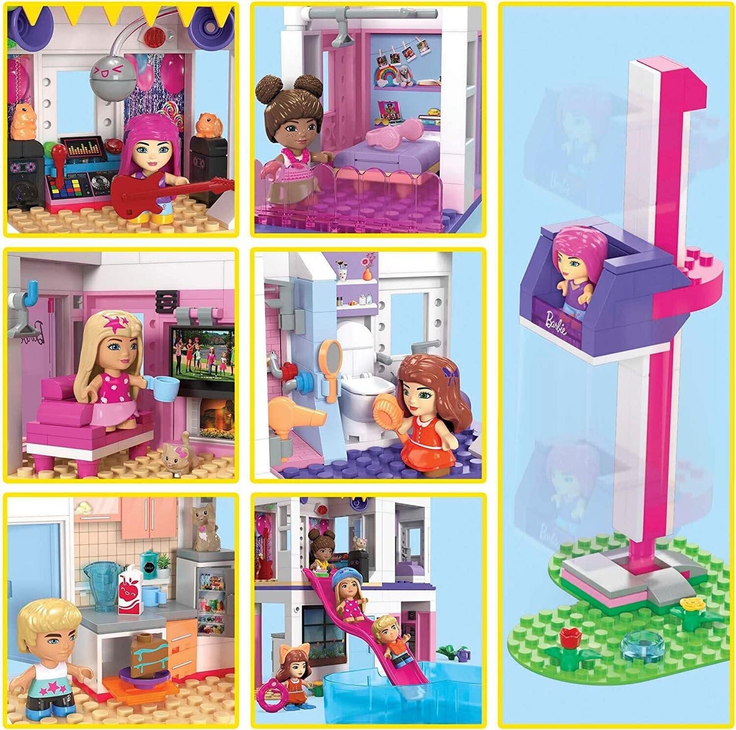 MEGA Barbie Color Reveal DreamHouse Building Toys Set with 545 Pieces