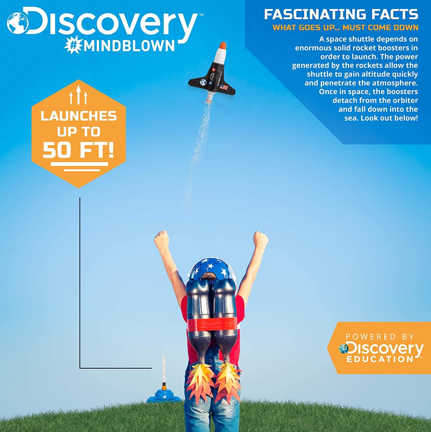 Discovery Mindblown Rocket Launcher STEM Educational Science Experiment Kit for Kids