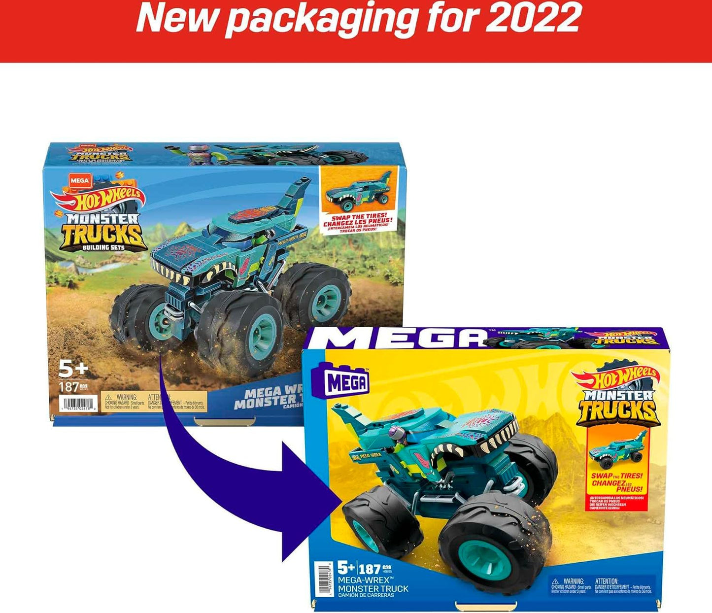 MEGA Hot Wheels Mega-Wrex Monster Truck Building Set 187 PCS
