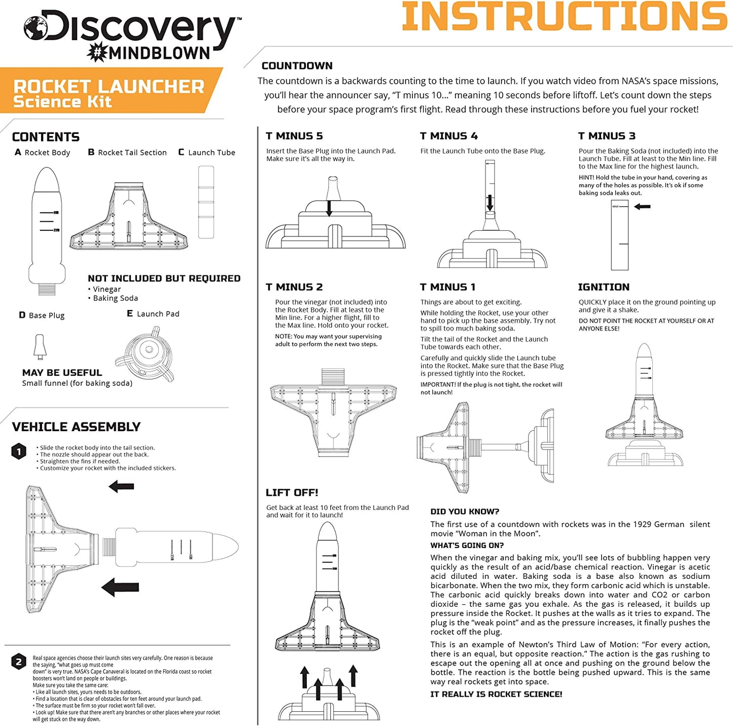 Discovery Mindblown Rocket Launcher STEM Educational Science Experiment Kit for Kids