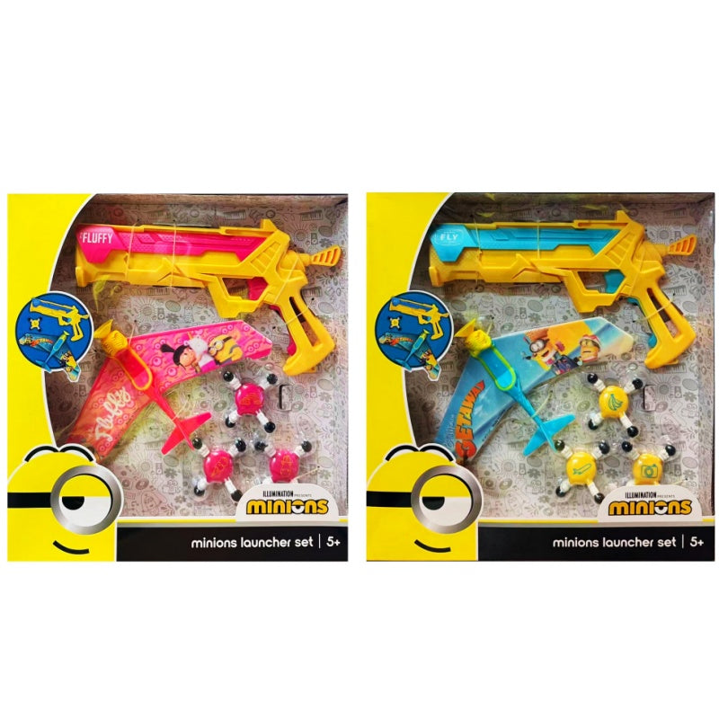 Minions Airplane Launcher Toy Set - Foam Glider & Disc Shooter Outdoor Play