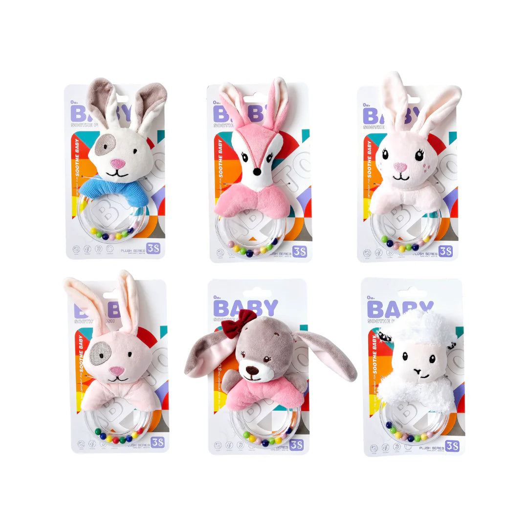 Baby Soothe Plush Soft Rattle Animal Sensory Toy