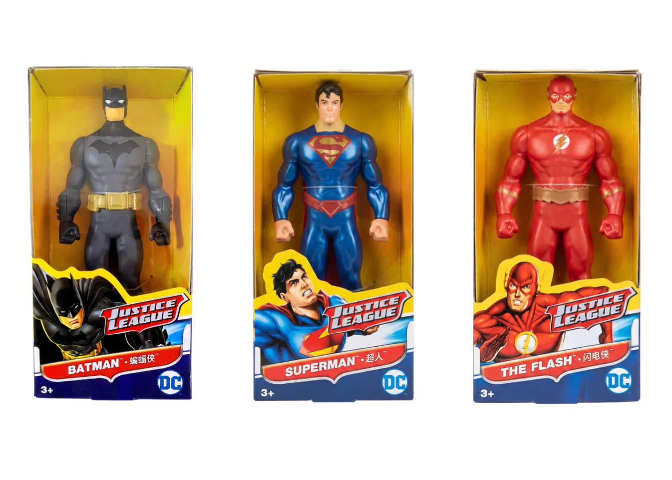 3 x DC Justice League Action Figure - Superman, The Flash & Batman 6"