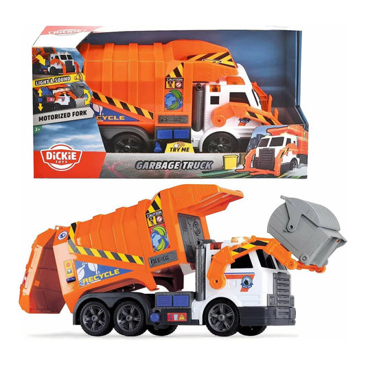 Dickie Toys Action Series 46cm Garbage Truck Toy Vehicle - Orange Battery Operate