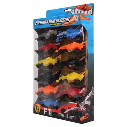Formula One Plastic Friction Powered Cars - 12 PCS