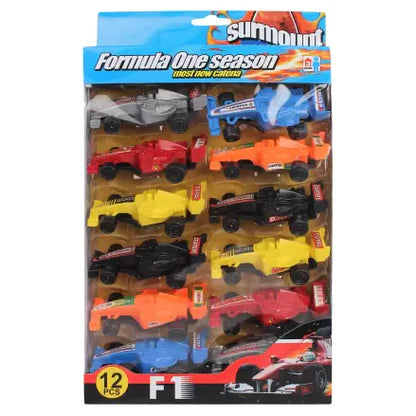 Formula One Plastic Friction Powered Cars - 12 PCS