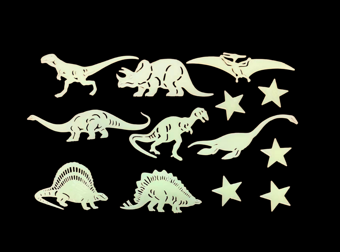 Reusable Self-Adhesive Glow-in-the-Dark Kids Room Wall Decor - Universal, Star, Planet, Dinosaur, Bear and Ocean Fish