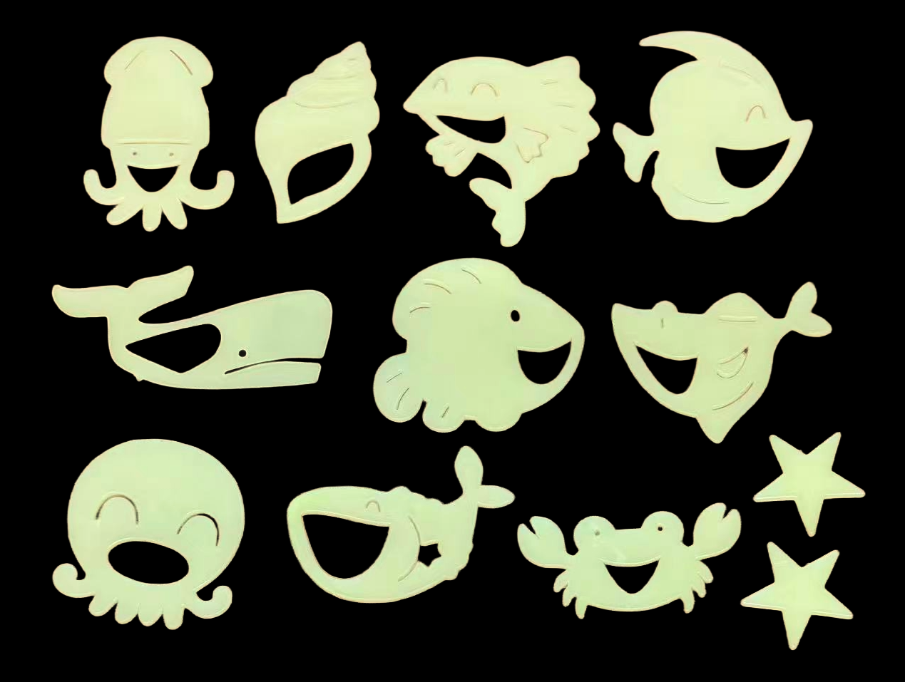 Reusable Self-Adhesive Glow-in-the-Dark Kids Room Wall Decor - Universal, Star, Planet, Dinosaur, Bear and Ocean Fish